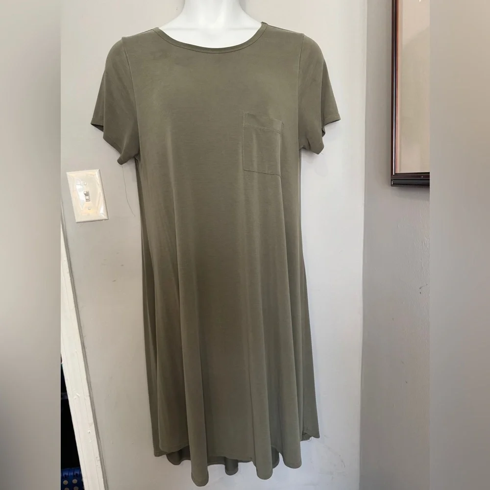 LuLaRoe High Low Dress in Olive Green - Picture 2 of 7
